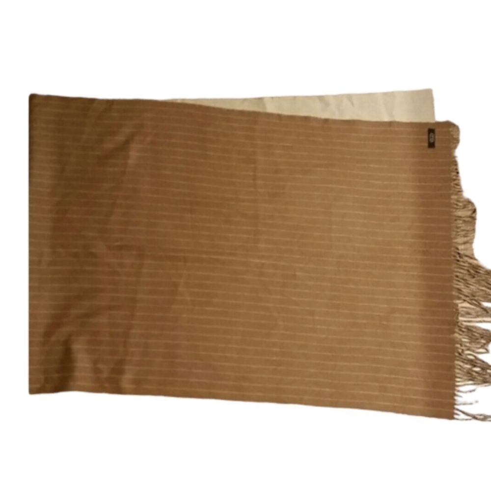 Scotland Reversible Cashmere Wrap Brown and Tan with‎ Fringe